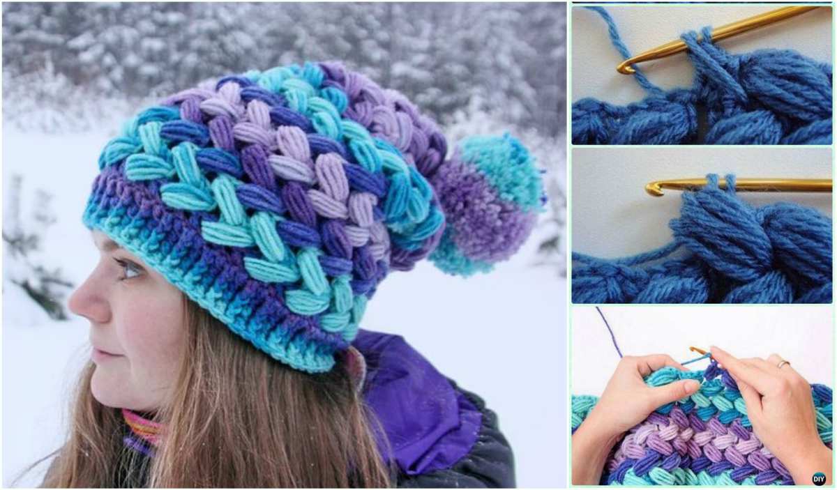 How to make a crochet hat with pom poms.