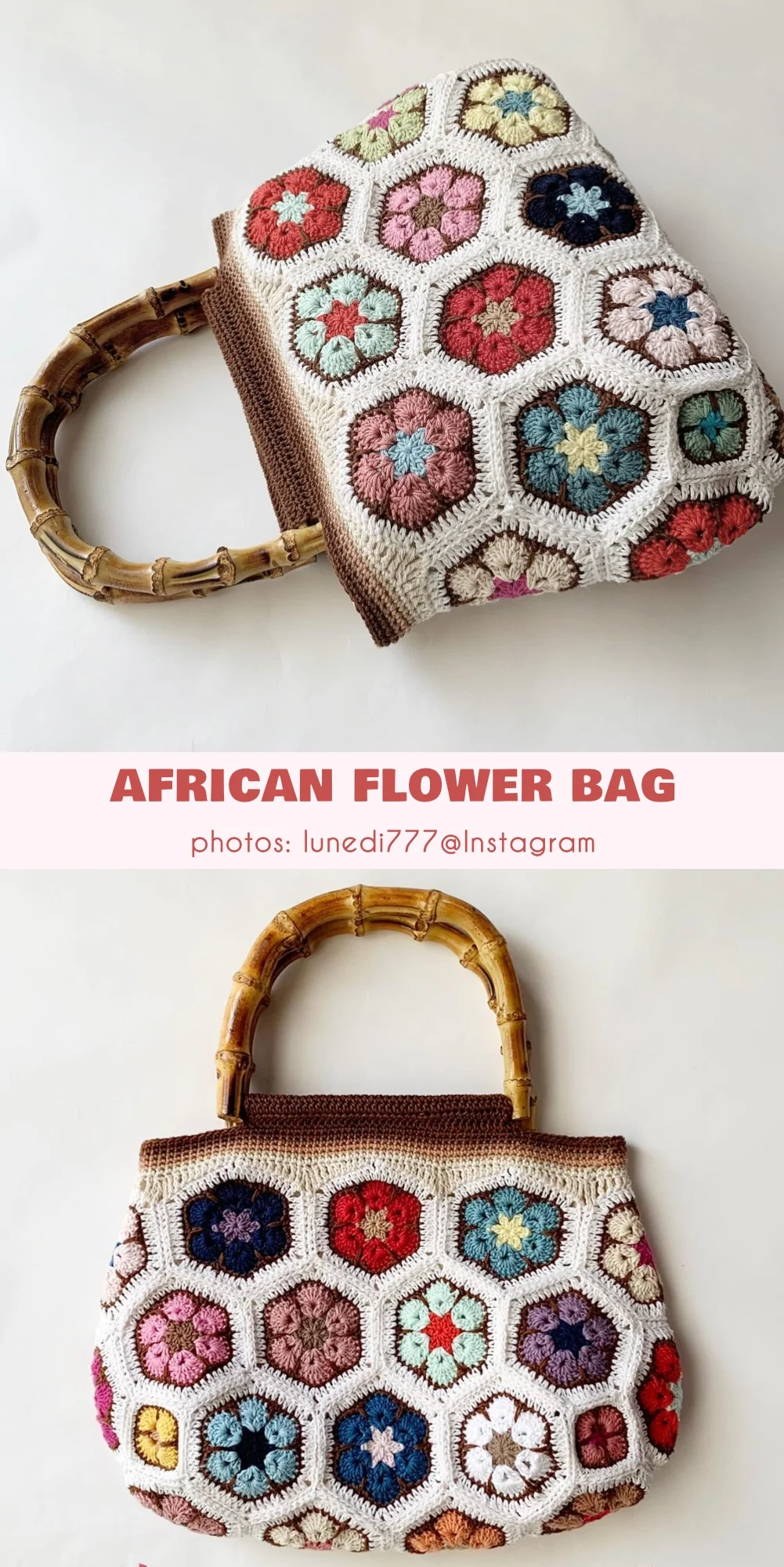 African Flower Hexagon Crochet Bag