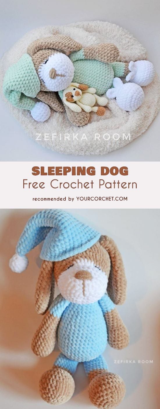 Sleeping Dog Amigurumi Free Crochet Pattern