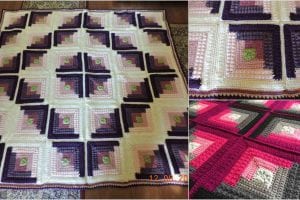 Autumn Log Cabin Throw Free Crochet Pattern