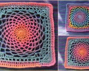 Dream Catcher Square for Blanket Free Crochet Pattern