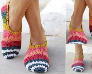 Easy and colorful slippers with stripes