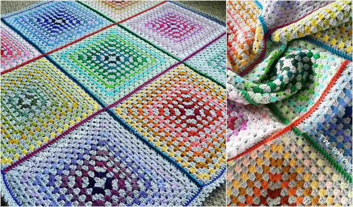 The vibrant Paintbox Blanket is a colorful crocheted masterpiece showcasing a lively geometric pattern.