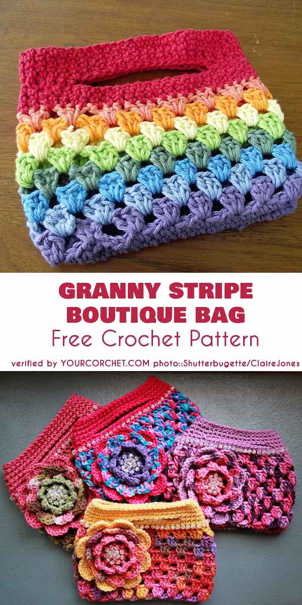 Granny Stripe Boutique Crochet Bag Free Pattern