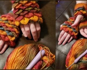 Dragon Scale Fingerless Free Crochet Pattern