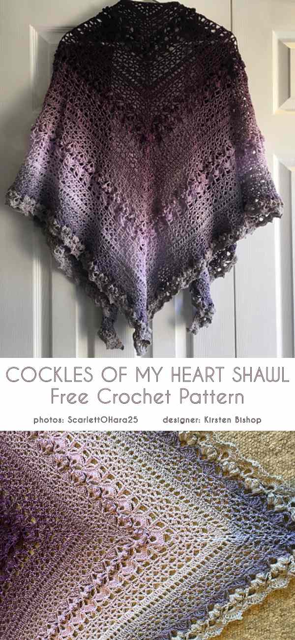 Cockles of my heart shawl free crochet pattern