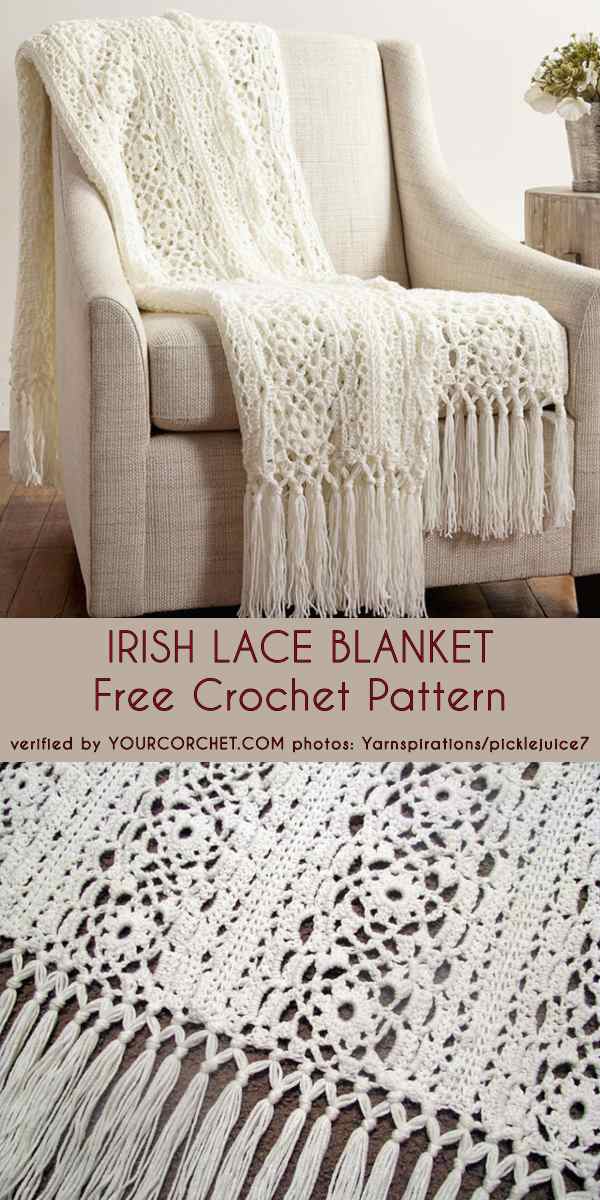 irish lace blanket free crochet pattern