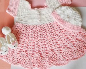Baby Dress and Kitty Booties Free Crochet Pattern