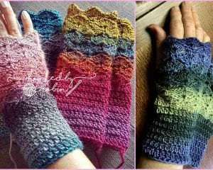 Fantail Stitch Fingerless Gloves Free Crochet Pattern
