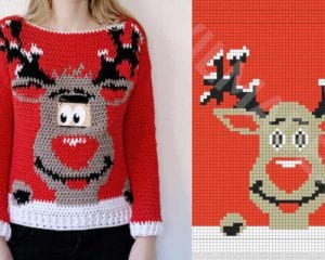 Digital Reindeer Christmas Sweater Free Pattern