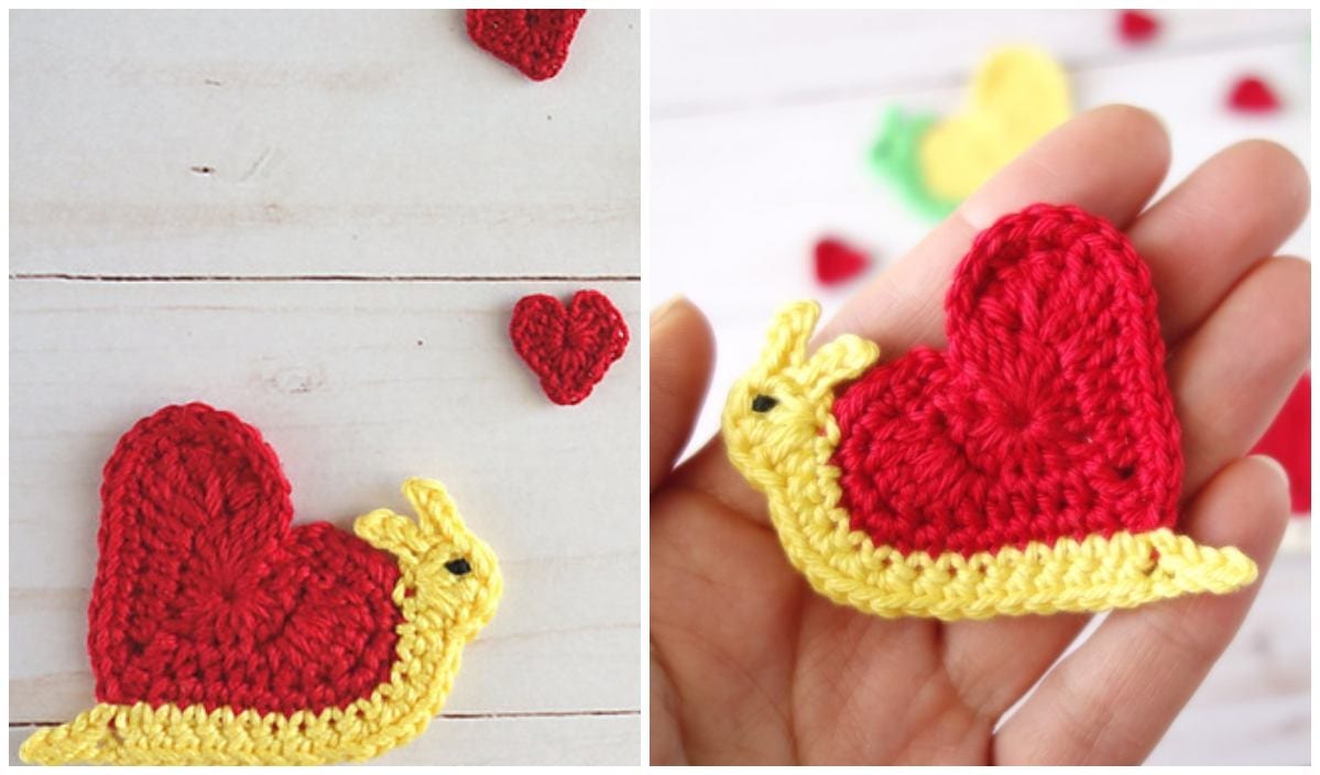 Heart Snail Applique Free Crochet Pattern