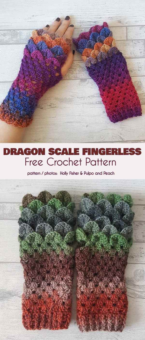 Dragon Scale Fingerless Free Crochet Pattern