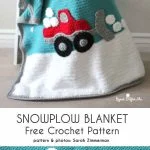 Introducing our Snowplow Blanket, a charming crochet creation featuring a vibrant red snowplow design. This cozy piece is accented with a gray border and delicate white snow details. Unleash your creativity with this free crochet pattern and craft your own wintery masterpiece.