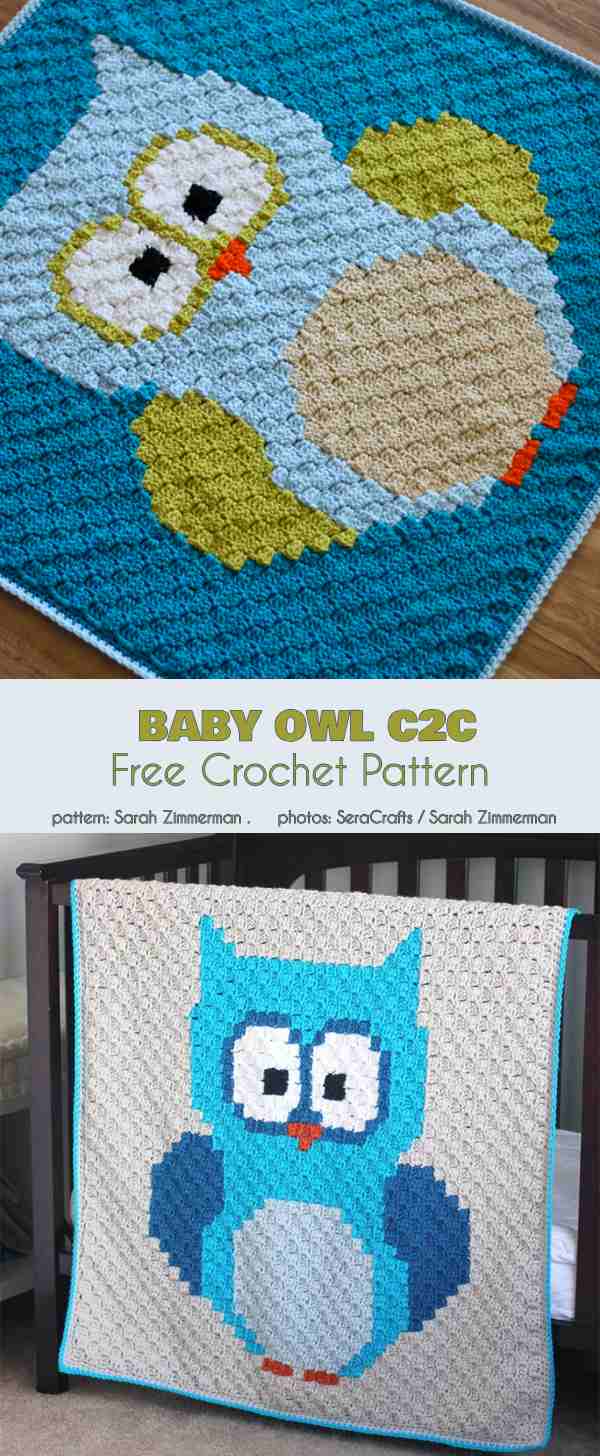 Baby Owl C2C Blanket Free Crochet Pattern