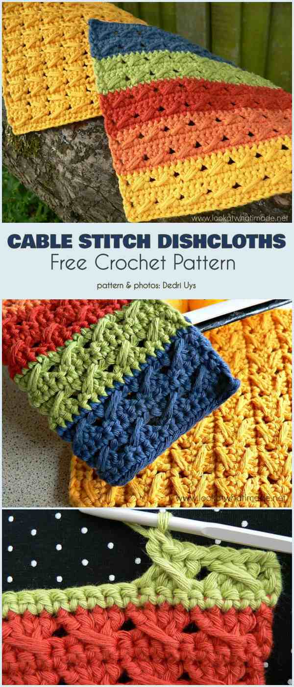 Cable Stitch Dishcloth Free Crochet Pattern