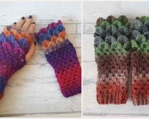Dragon Scale Fingerless Free Crochet Pattern