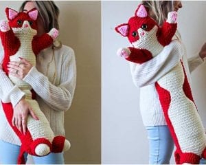 Valentine Kitty Pillow Free Crochet Pattern