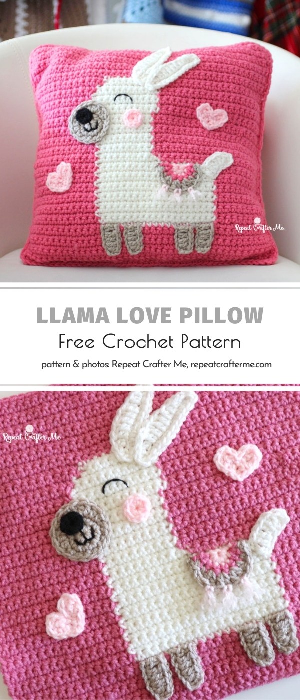 Llama Crochet Pillow