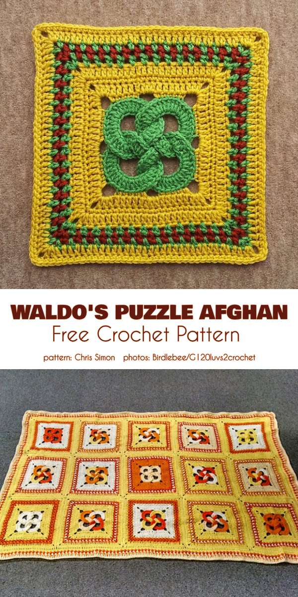 Waldo's Puzzle Square for Afghan Free Crochet Pattern