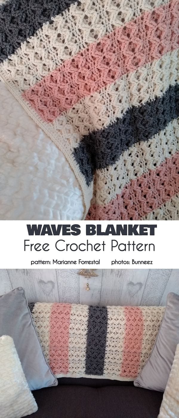 Waves Blanket Throw Free Crochet Pattern