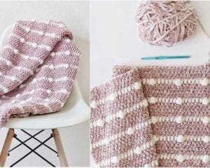 Velvet Dotted Lines Blanket Free Crochet Pattern