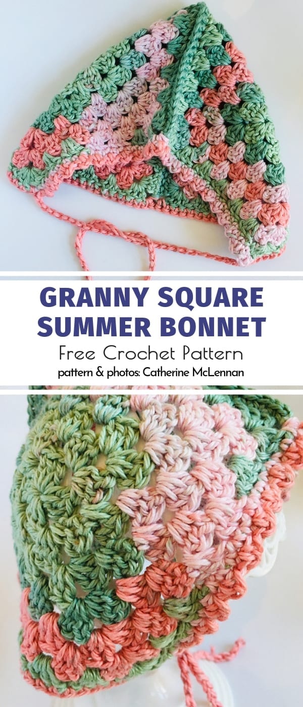 Granny Square Summer Bonnet Free Crochet Pattern