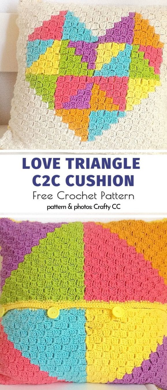 Love Triangle C2C Cushion Free Crochet Pattern