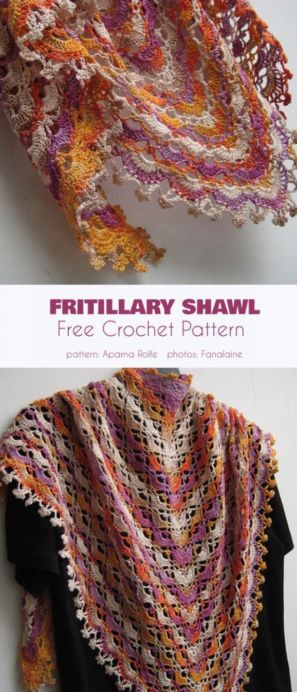 Fritillary Shawl Free Crochet Pattern