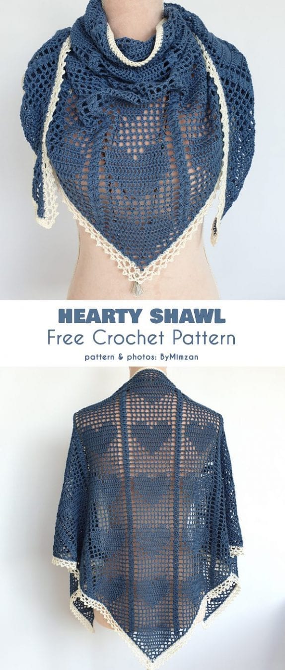 hearty shawl romantic lace free crochet pattern