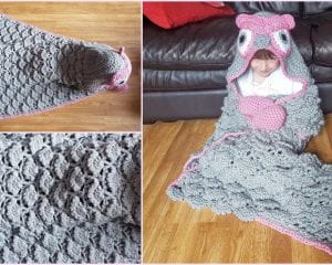 2 in 1 Woodland Owl Hooded Blanket Free Crochet Pattern