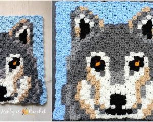 Gray Wolf C2C Square Free Crochet Pattern
