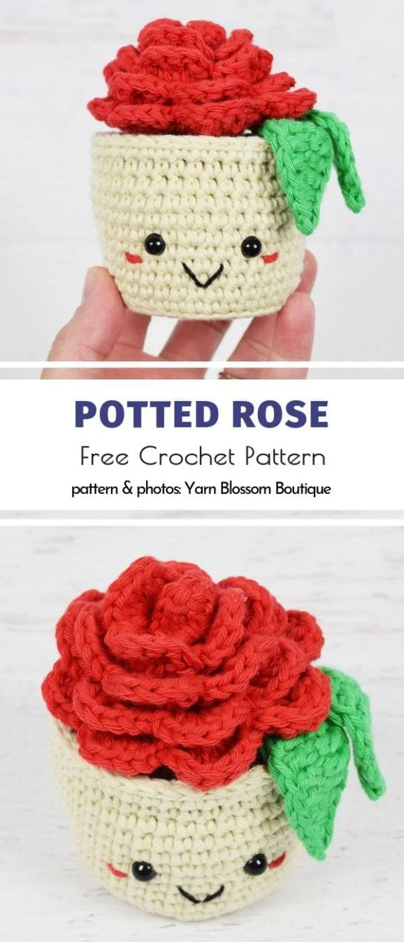 Potted Rose Free Crochet Pattern