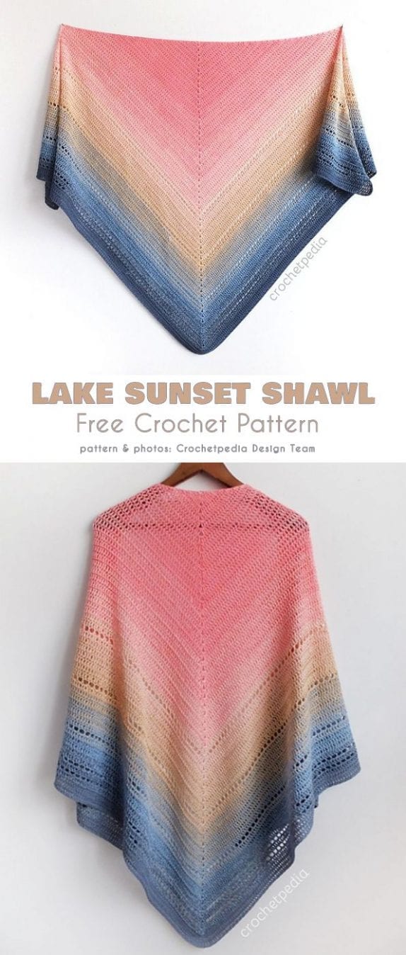 Lake Sunset Shawl Free Crochet Pattern