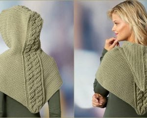Cabled Hooded Cowl Free Crochet Pattern