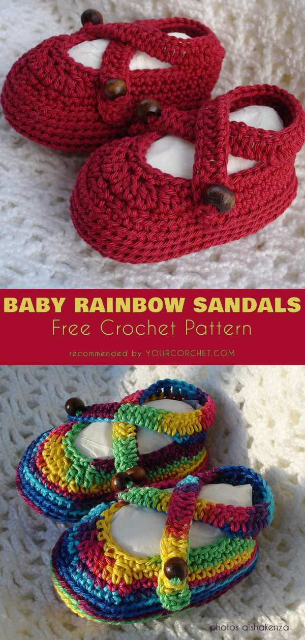 Baby Rainbow Sandals Free Crochet Pattern
