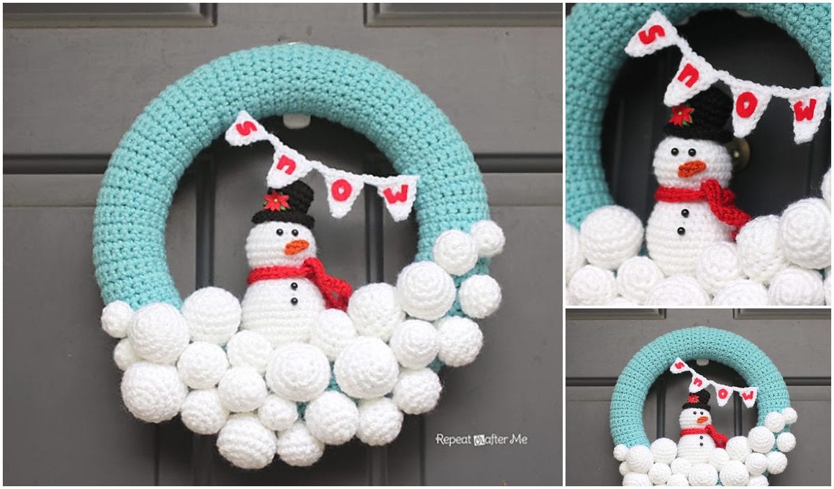 Discover the charm of our Snowball Wreath, featuring a crocheted design with a delightful snowman and a playful "snow" banner. Set against teal and gray tones, this creation is perfect for showcasing your skills. Plus, find free crochet patterns to inspire your next project!