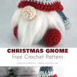 This charming crocheted Christmas gnome features a red, blue, and gray striped hat and a fluffy white beard. Discover the magic of creating your own with our gnome free crochet patterns!
