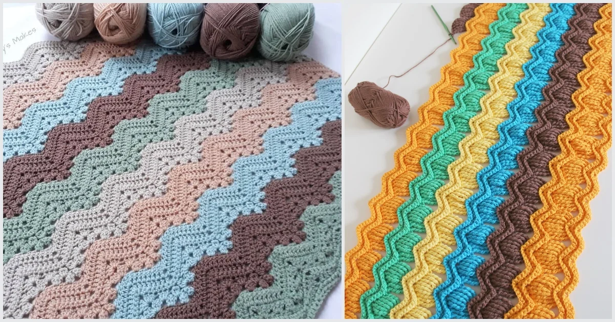 Two crochet blankets, one with earth tones and another with bright colors, beautifully showcase intricate crochet patterns. Complementing these cozy creations are matching yarn skeins that inspire your next project.