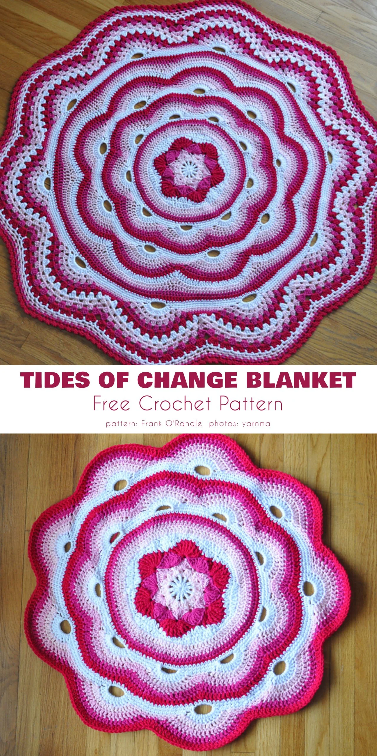 Tides of Change Crochet Blanket in White and Pink