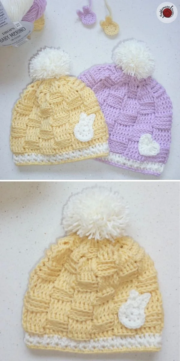 basketweave baby beanie by raffaella tassoni