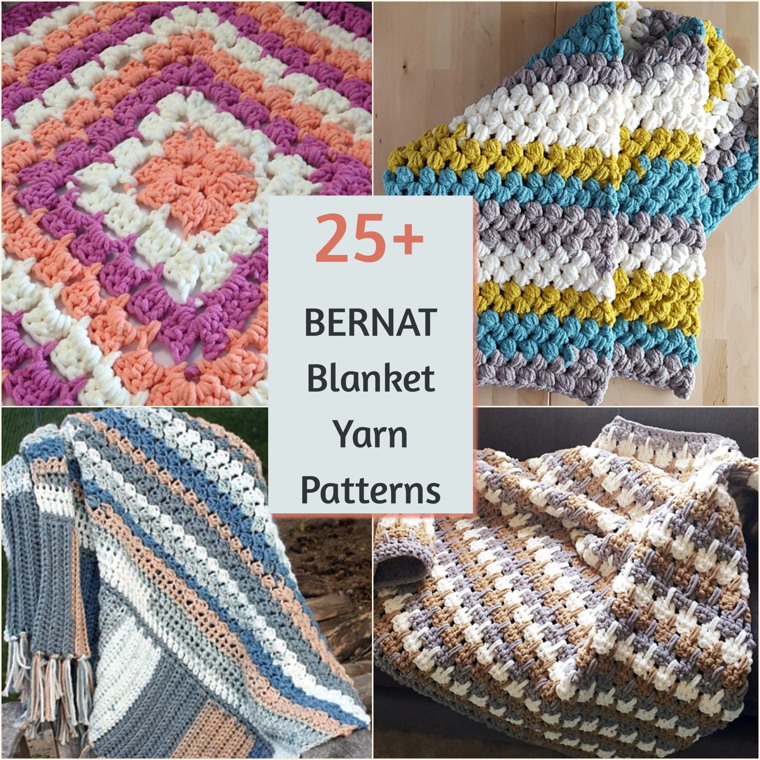 A collection of colorful handmade wool items including blankets and slippers made with bernat blanket yarn, showcasing various bernat blanket yarn crochet patterns.