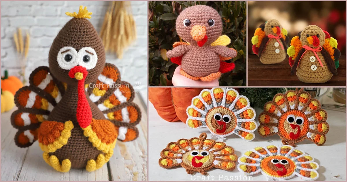 Discover a delightful array of crocheted turkey figures and decorations, perfect for Thanksgiving decor ideas. These charming pieces come in various styles and colors to complement any festive setting.