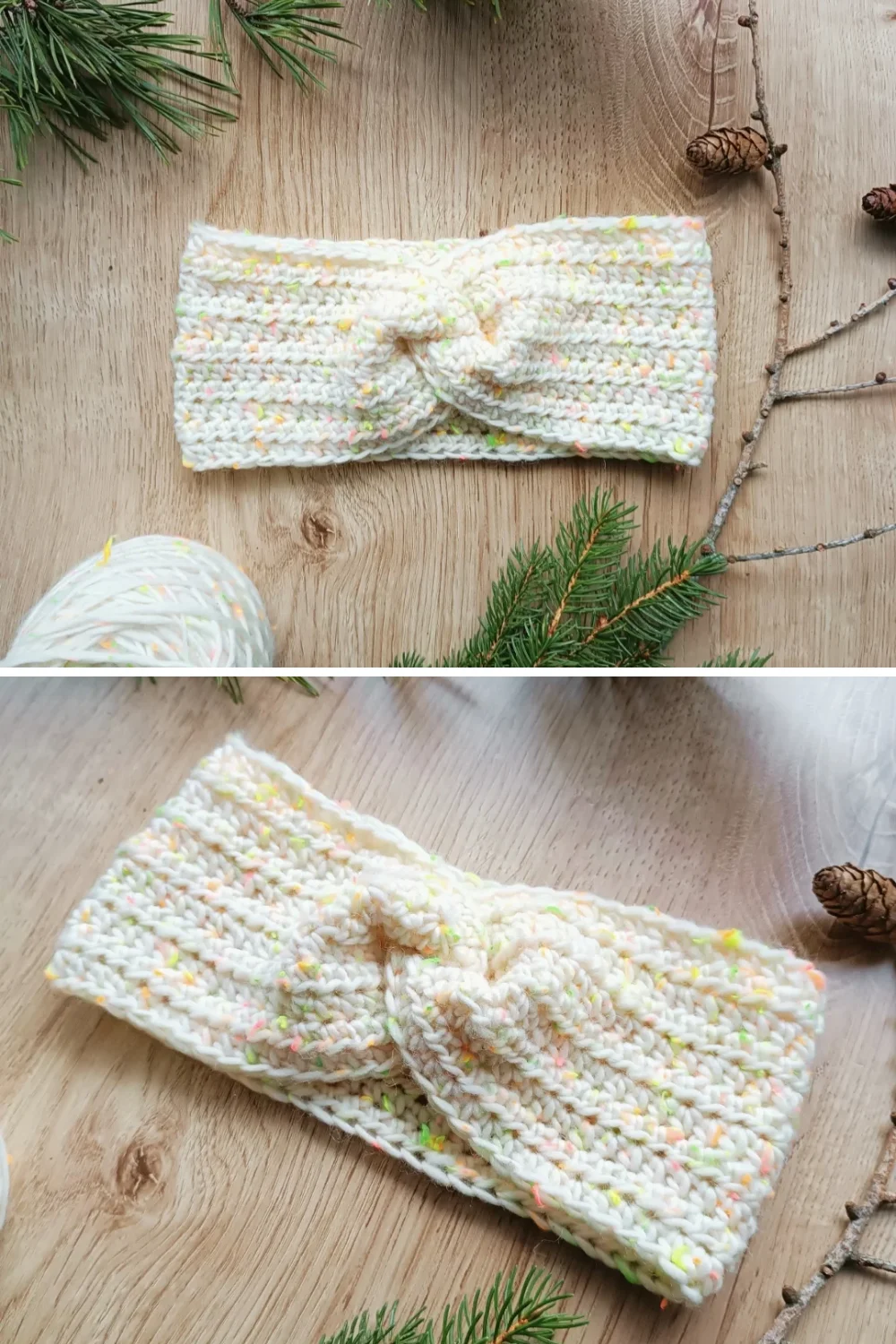 crochet headband with a twist in the middle