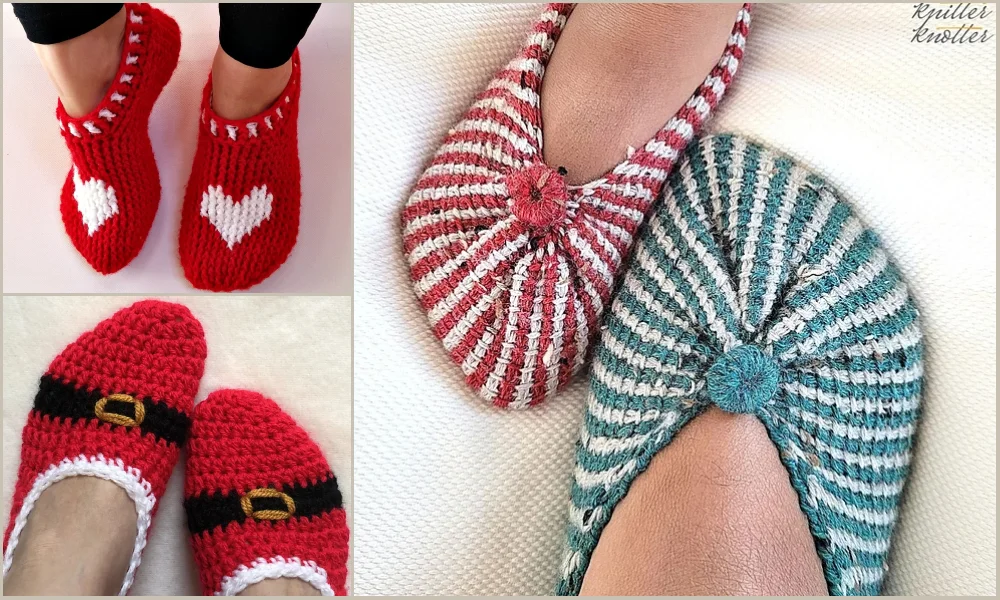 Crochet santa claus slippers pattern