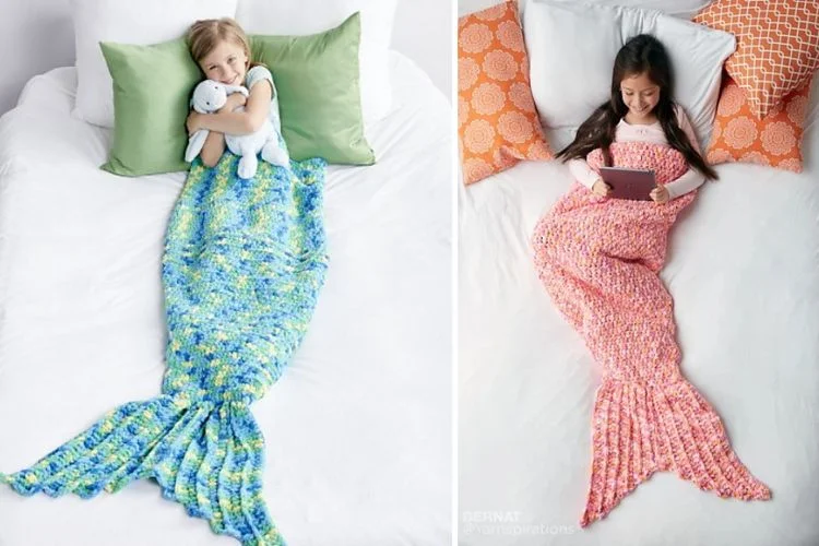 A mermaid tail blanket and a mermaid tail blanket.