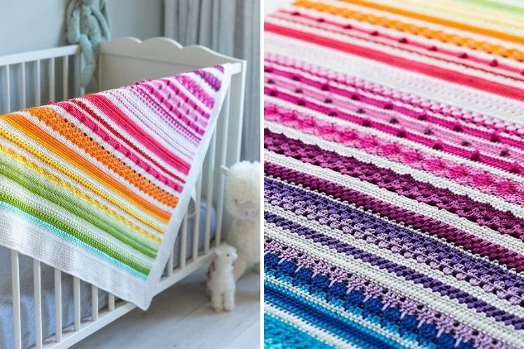 Rainbow afghan crochet pattern.