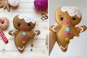 a brown gingerbread man crochet amigurumi