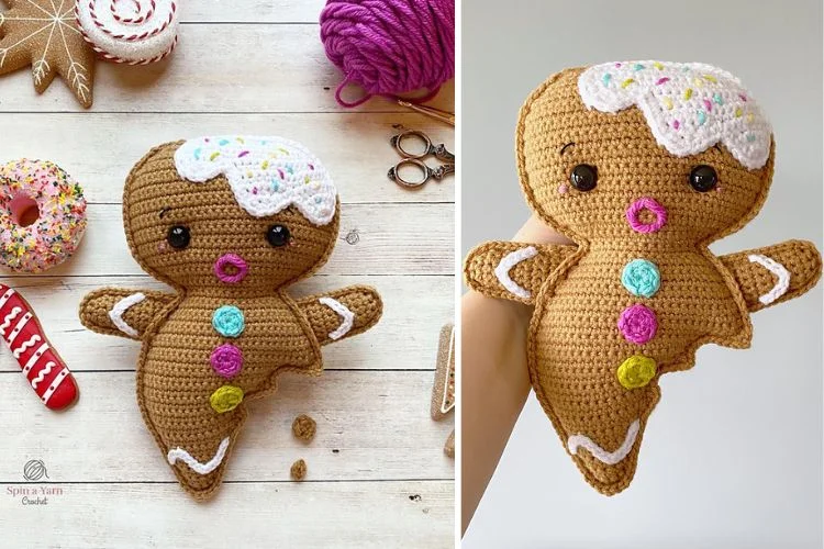 a brown gingerbread man crochet amigurumi