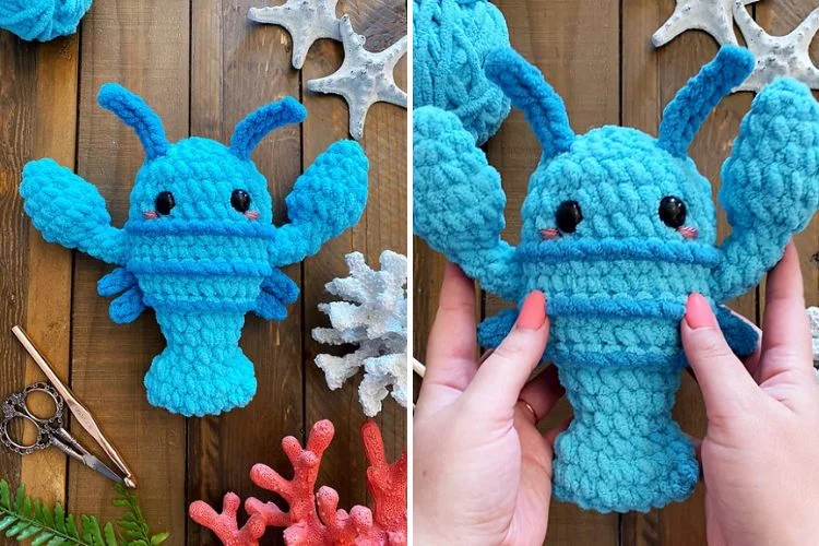 Crochet lobster amigurumi pattern.