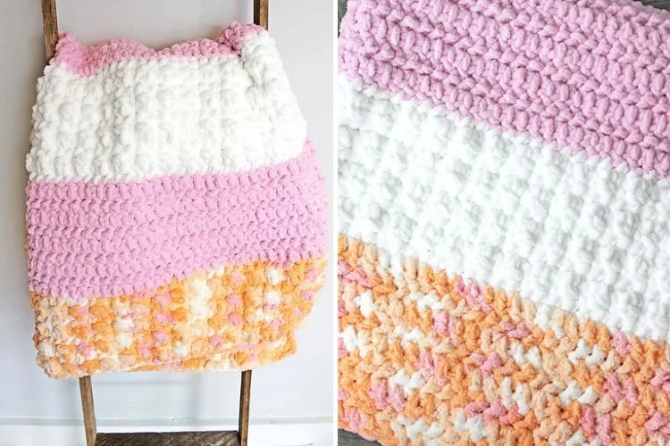 peachy stripe baby blanket by heather hamlin ft kp